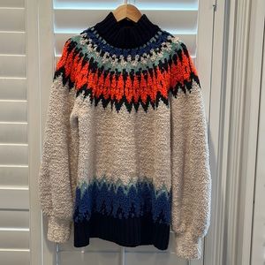 Fair Isle Fuzzy Mockneck Sweater